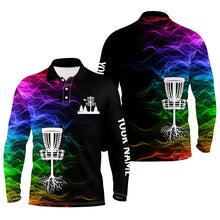 Load image into Gallery viewer, Rainbow smoke black Mens disc golf polo shirts custom team disc golf basket best mens golf wears NQS6341