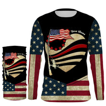 Load image into Gallery viewer, American Flag fishing rod Custom Name US flag long sleeves, hooded fishing shirt, Personalized Gifts for Fisherman NQS2930