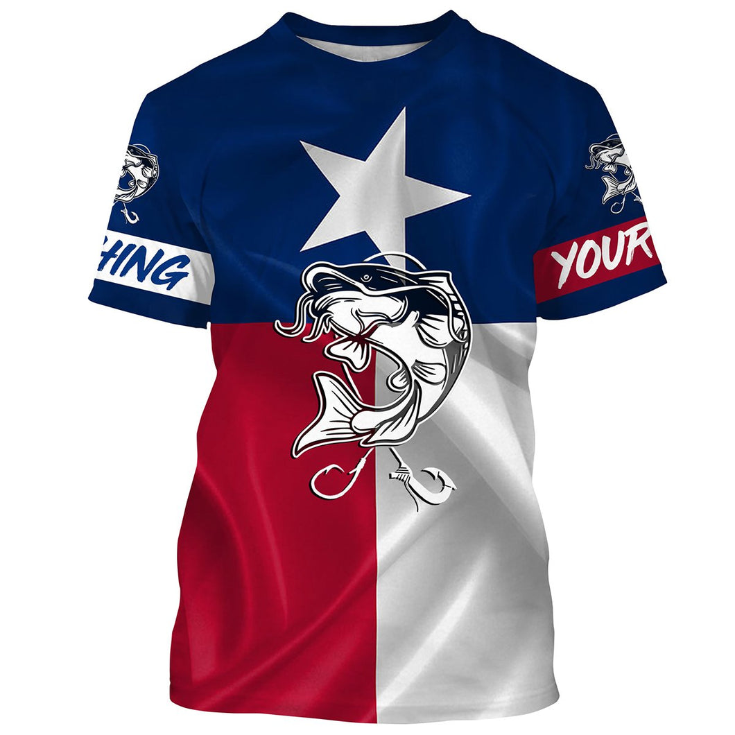 Catfish Tattoo fishing Texas Flag 3D All Over print shirts saltwater personalized fishing apparel for Adult and kid NQS445