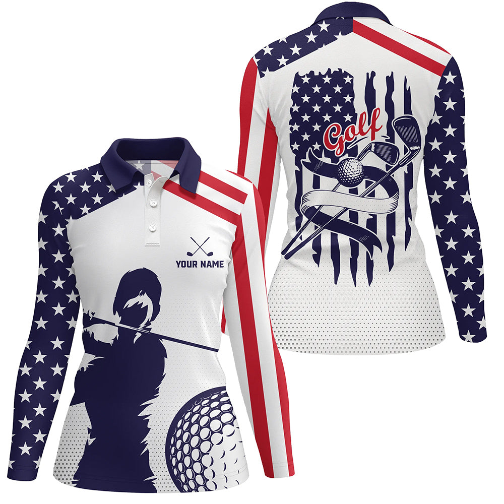American flag patriot Womens golf polo shirts custom red white and blue golf apparel, team golf jersey NQS7285