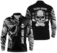 Load image into Gallery viewer, Bowling polo shirts for men custom name and team name Skull Bowling, team bowling shirts | White NQS4553