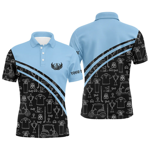 Mens golf polos shirts custom black pattern short long sleeve golf shirts, golf gift for him | Blue NQS5242