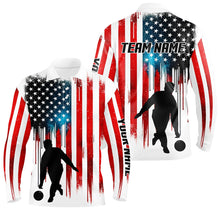 Load image into Gallery viewer, Red white and blue American flag Bowling Polo Shirts For Men custom bowling team jerseys for bowlers NQS6874