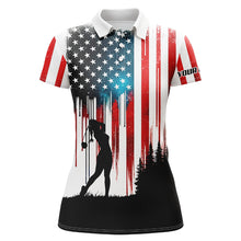 Load image into Gallery viewer, American flag Womens golf polo shirts custom name women golfer patriotic golf tops for women NQS6873