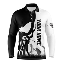 Load image into Gallery viewer, Mens golf polos shirts custom name skull golf black  shirt jerseys, golf wear for mens | White NQS4571