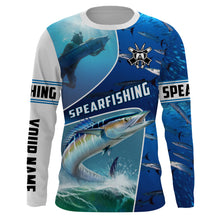 Load image into Gallery viewer, Wahoo blue water spearfishing Custom Name UV protection UPF 30+ fishing jersey, custom fishing apparel NQS3069