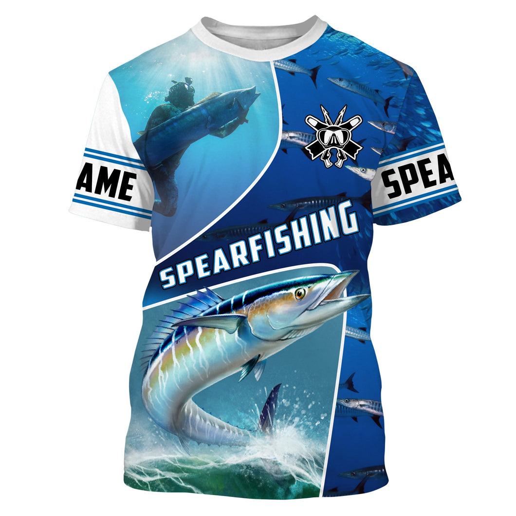 Wahoo blue water spearfishing Custom Name UV protection UPF 30+ fishing jersey, custom fishing apparel NQS3069