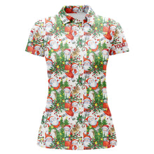 Load image into Gallery viewer, Womens golf polo shirt custom Christmas Santa Claus golf polos shirt for ladies, Christmas golf gifts NQS6649