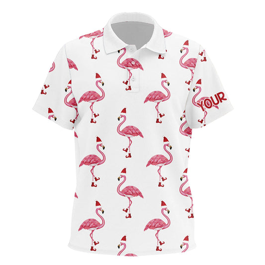 Kid golf polo shirts custom Christmas Winter flamingo Santa golf polos shirt for Kid, Christmas gifts NQS6650