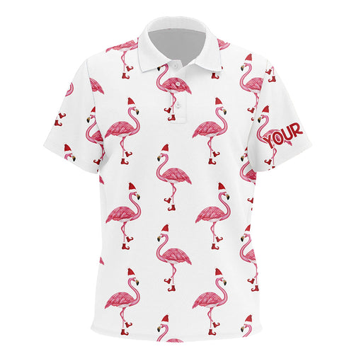 Kid golf polo shirts custom Christmas Winter flamingo Santa golf polos shirt for Kid, Christmas gifts NQS6650