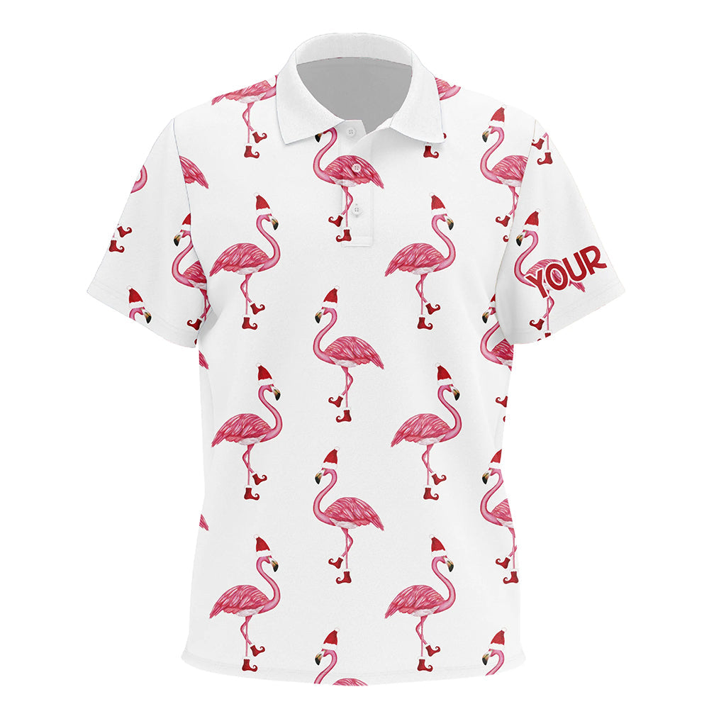 Kid golf polo shirts custom Christmas Winter flamingo Santa golf polos shirt for Kid, Christmas gifts NQS6650