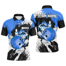 Load image into Gallery viewer, Blue Flame bowling ball and pins jerseys Custom Team League Bowling Polo Shirts For Men NQS7162