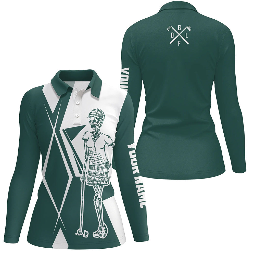 Green and white argyle Women golf polo shirt custom golf skull team golf jerseys ladies golf tops NQS6426