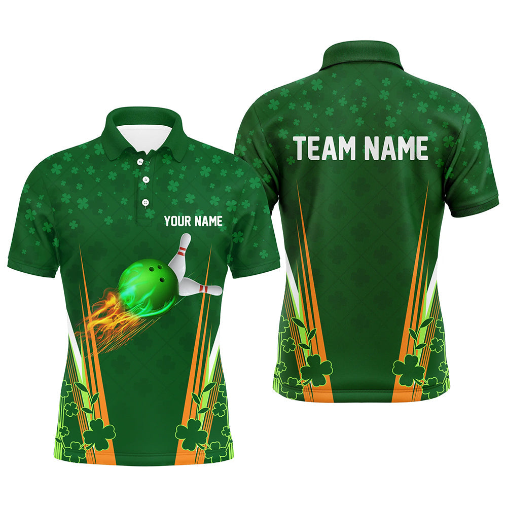 Green shamrock Mens polo bowling shirts Custom St Patrick Day team league bowling jerseys NQS7175