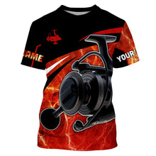 Load image into Gallery viewer, Fishing reel red and black performance Fishing Shirts Custom Name 3D All over printed shirts NQS2533