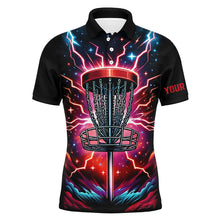 Load image into Gallery viewer, Mens Disc golf polo shirts custom red lightning thunder disc golf jerseys, disc golf outfit NQS7332