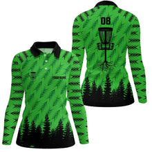 Load image into Gallery viewer, Womens disc golf polo shirt custom disc golf basket camo Woods lady disc golf jerseys | Green NQS6439