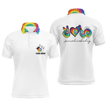 Load image into Gallery viewer, Colorful tie dye peace love bowling custom white Bowling Polo Shirts for men, team bowling shirts NQS6693