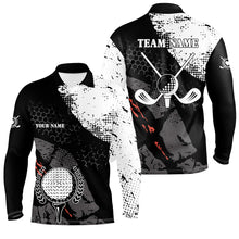 Load image into Gallery viewer, Black and white retro Mens golf polo shirts custom golf clubs team golf jerseys, golf attire for men NQS6698