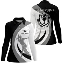 Load image into Gallery viewer, Black and white retro Bowling Polo Shirt For Women Bowling Jersey Custom Bowling League Team Shirt NQS6704