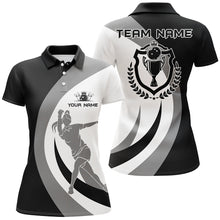 Load image into Gallery viewer, Black and white retro Bowling Polo Shirt For Women Bowling Jersey Custom Bowling League Team Shirt NQS6704