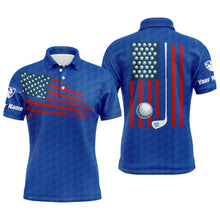 Load image into Gallery viewer, Mens golf polo shirt American flag patriotic golf shirts custom name golf gifts for men | Blue NQS4789