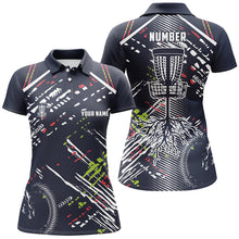 Load image into Gallery viewer, Disc golfing pattern Womens disc golf polo shirts custom team disc golf attire, disc golf jersey NQS6933