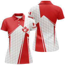 Load image into Gallery viewer, Canadian flag white golf ball skin Womens golf polo shirts custom name patriotic womens golf clothes NQS6742