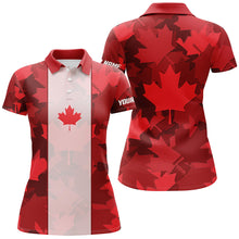 Load image into Gallery viewer, Canadian flag Womens golf polo shirt custom red Maple leaves pattern patriotic golf shirt for women NQS6745