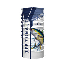 Load image into Gallery viewer, Personalized Tuna fishing UV protection long sleeve fishing shirts, custom Tuna fishing jerseys | Blue NQS5091