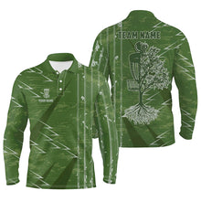 Load image into Gallery viewer, Mens disc golf polo shirt custom green vintage team disc golf jersey, disc golf basket outfit for men NQS6942