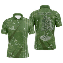 Load image into Gallery viewer, Mens disc golf polo shirt custom green vintage team disc golf jersey, disc golf basket outfit for men NQS6942