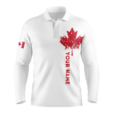 Load image into Gallery viewer, Mens golf polo shirts custom Canadian flag white golf shirts, custom polo jerseys for mens NQS7115