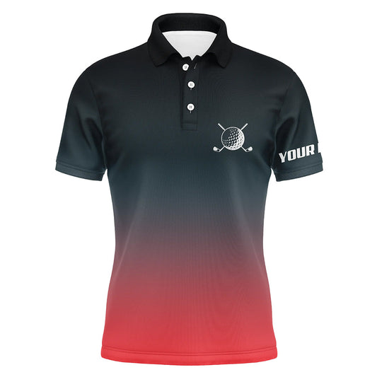 Black and red gradient Mens golf polo shirts custom golf clothes for men, best golf gifts for men NQS6296