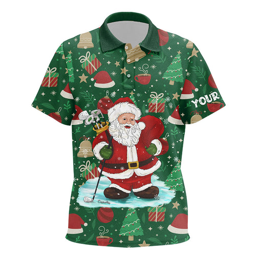 Kid golf polo shirts custom Santa golf Christmas season pattern, Christmas golf gift for Kid NQS6775