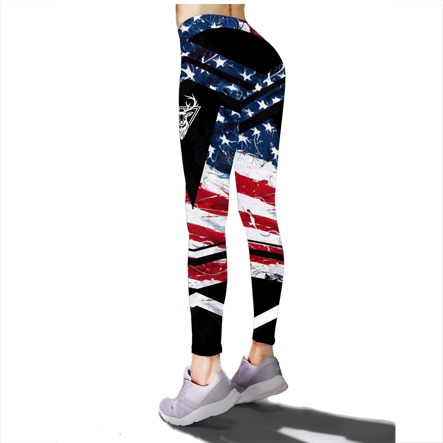 Beautiful american patriotic US flag deer hunting camo leggings - NQSD129