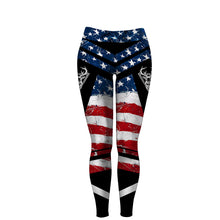 Load image into Gallery viewer, Beautiful american patriotic US flag deer hunting camo leggings - NQSD129