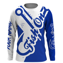 Load image into Gallery viewer, Fish On blue shirt Customize Name Long Sleeve Fishing Shirts fishing gift NQS2470