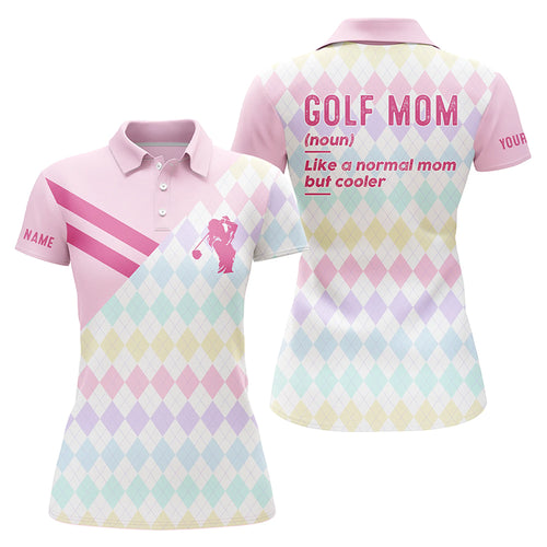 Golf mom like a normal mom but cooler custom pink argyle golf shirts for mom Womens golf polos shirts  NQS5177