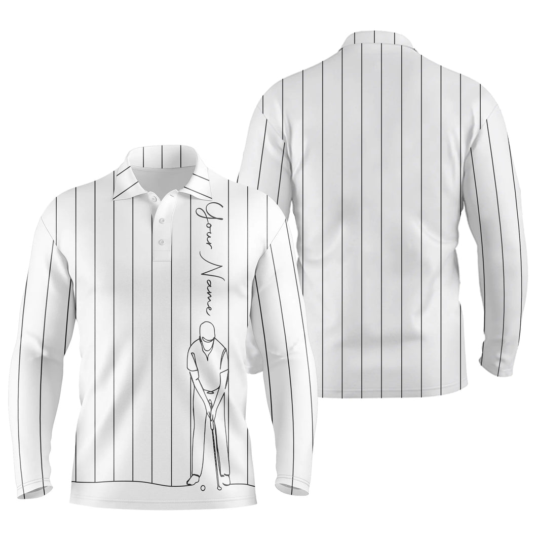 Personalized mens golf polo shirts custom name golf tops mens, golf gifts for men | White NQS4654