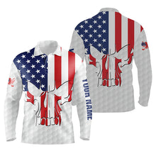 Load image into Gallery viewer, Mens golf polo shirts American flag patriotic custom skull golf ball shirt for men, best men golf wear NQS5202