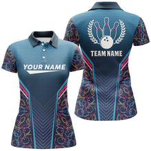 Load image into Gallery viewer, Bowling blue camo Womens bowling polo shirt Personalized Bowling Team League Jerseys Gift For Bowlers NQS6832