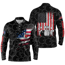 Load image into Gallery viewer, Black personalized bowling shirt for men – custom name design side view