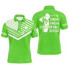 Load image into Gallery viewer, Swing swear look for ball repeat American flag custom name team golf polo shirts | Green NQS4344