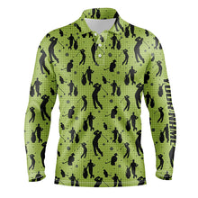 Load image into Gallery viewer, Mens golf polo shirts custom name green mens golf pattern, golf attire for mens NQS6865