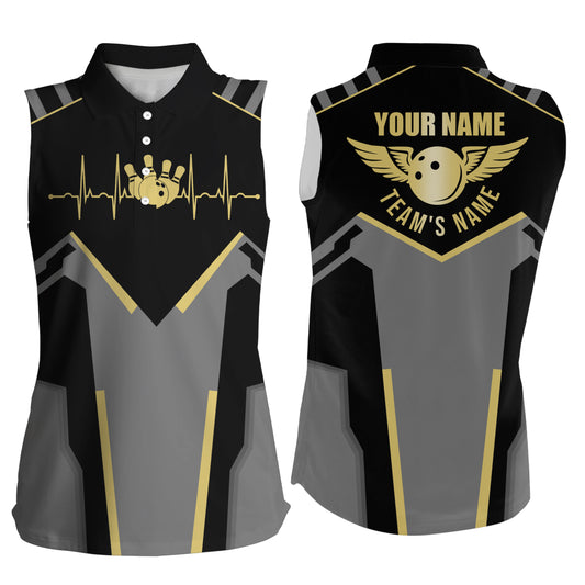 Custom sleeveless bowling shirt for women – personalized team jersey front view