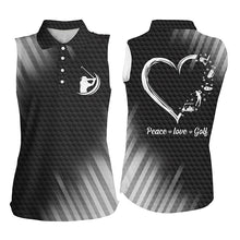 Load image into Gallery viewer, Multi-color Womens sleeveless polo shirts peace love golf, best womens golf shirts NQS4355