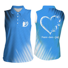Load image into Gallery viewer, Multi-color Womens sleeveless polo shirts peace love golf, best womens golf shirts NQS4355