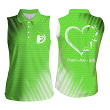 Load image into Gallery viewer, Multi-color Womens sleeveless polo shirts peace love golf, best womens golf shirts NQS4355