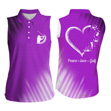 Load image into Gallery viewer, Multi-color Womens sleeveless polo shirts peace love golf, best womens golf shirts NQS4355
